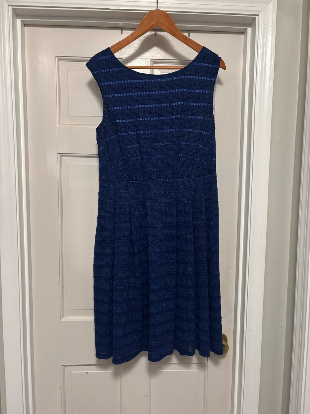 Adrianna Papell Navy Textured Lace Fit-and-Flare Dress